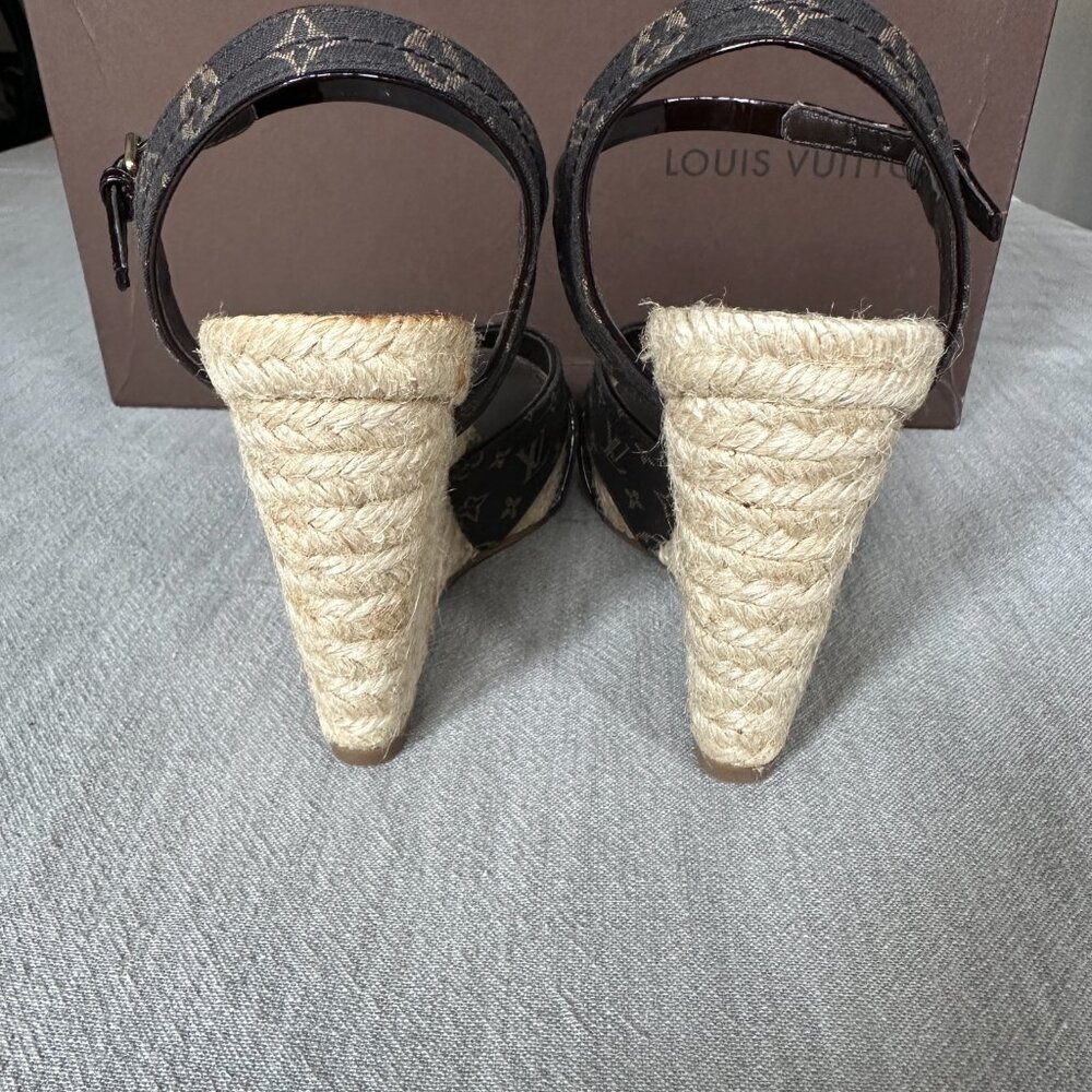Louis Vuitton Majorca Wedge Sandals – Size 34.5 – Monogram Canvas Espadrille - Picture 3 of 8